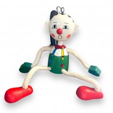 Wooden Clown Bouncy Spring Toy Green Shirt