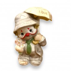 Enesco Clown With Umbrella Figurine Bisque Porcelain Shower Me With Love Vintage