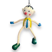 Wooden Clown Bouncy Spring Toy Yellow Shirt